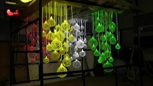 Woven ball fibre optic chandelier